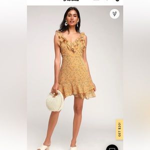 Lulus spring dream mustard yellow floral dress